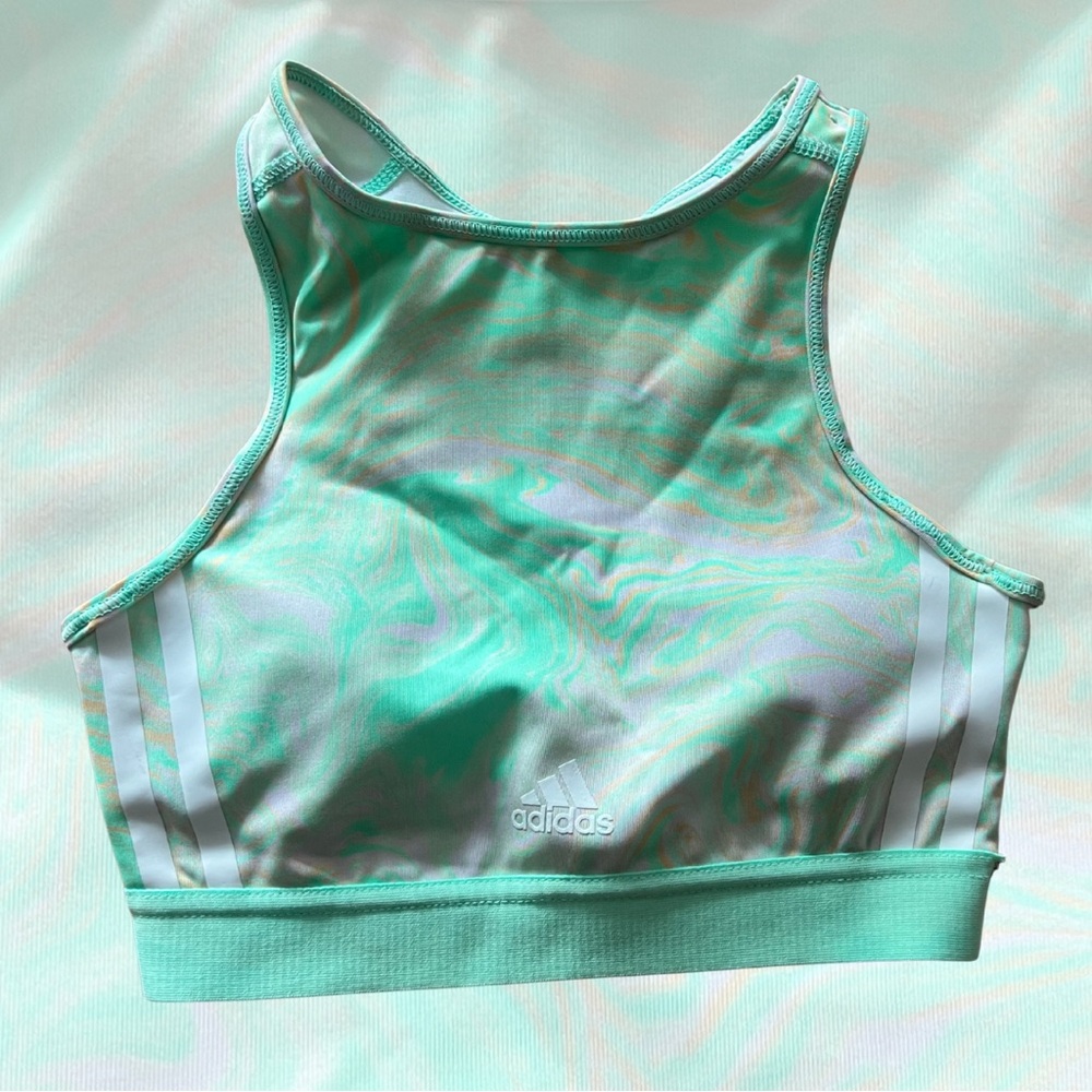 Adidas "End Plastic Waste" Sports Bra - Size
XS - Mint & Peach Swirl